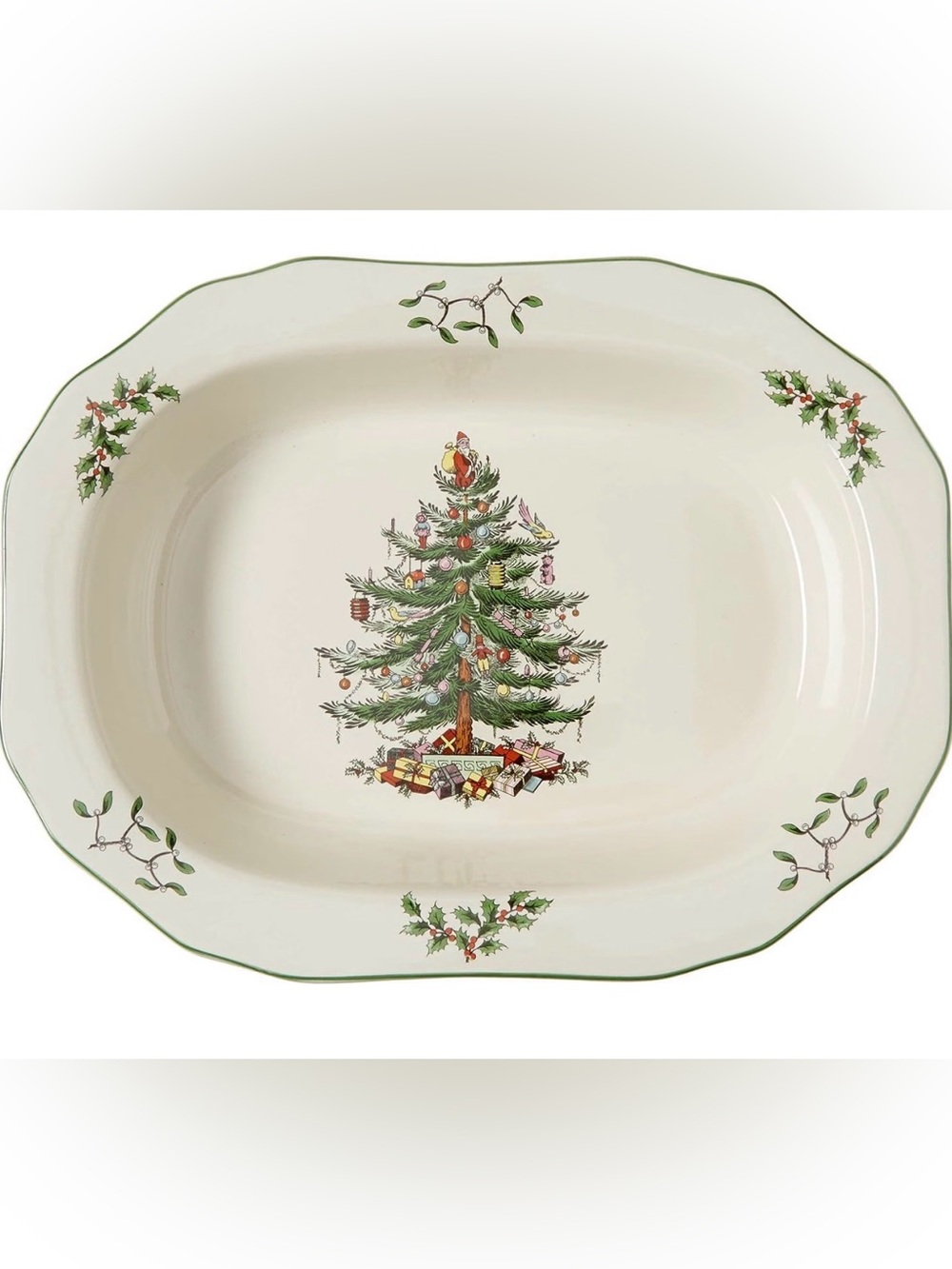 Spode Christmas Tree Open Vegetable Dish, 11.5", NEW